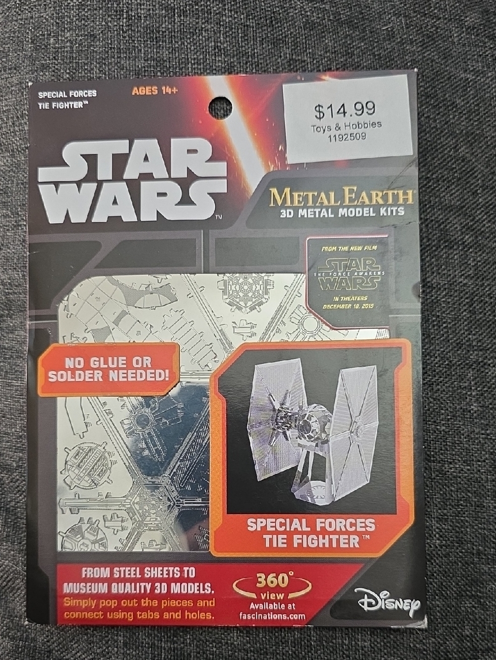 Star Wars Metal Earth Special Forces TIE Fighter - Black, Silver, Orange